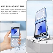 cheap Samsung Cases-Phone Case For Samsung Galaxy Z Flip 7 Z Flip 6 Z Flip 5 Back Cover Magnetic Support Wireless Charging Shockproof Retro Plating PC