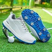 cheap Men&#039;s Golf Shoes-Men&#039;s Black and White Golf Shoes with Spiked Sole, Breathable Upper, and Lightweight Design for Comfort and Support on the Golf Course