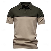 voordelige Heren Elite Polo-Voor heren Polo Gebreide polo Formeel Werk Meeuwenhalsband Korte mouw Kleurenblok Lapwerk Zomer Marineblauw Khaki Leger Groen Polo