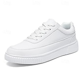 economico Casuale-sneakers da uomo in similpelle nera con suola ammortizzata, comodo design con lacci per un uso casual e quotidiano