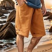 baratos Feriado-Homens Calção Shorts de linho Shorts de verão Shorts de praia Calças Capri Bolsos Com Cordão Cintura elástica Tecido Conforto Respirável Comprimento da panturrilha Férias Feriado Praia Havaiana Boho