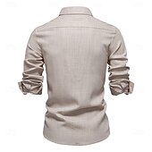 cheap Men&#039;s Elite Shirts-Men&#039;s Shirt White Navy Blue khaki Long Sleeve Solid Color Standing Collar Outdoor Causal Ruched Clothing Apparel Daily Casual Daily Leisure