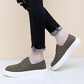 お買い得  カジュアルなレースアップシューズ-メンズカジュアルレースアップシューズ、快適で通気性のあるフェイクレザー、ホワイトソール、スタイリッシュで普段使いにぴったり