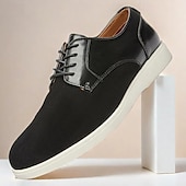 economico Casuale-scarpe casual da uomo con lacci marroni con tomaia in pelle scamosciata e vernice, calzature comode per l&#039;uso quotidiano