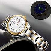 economico Orologi al quarzo-digitale nuovo quadrante circolare orologio da donna business ipx7 impermeabile calendario luminoso display settimanale cinturino in lega multifunzionale elegante orologio al quarzo per viaggio tempo