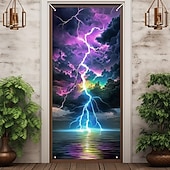 levne Kryty dveří-Černé světlo dekorace na dveře kryty na dveře svítící ve tmě krajina blesk dveřní gobelín závěsové dekorace pozadí interiér/exteriér dveřní banner pro přední dveře venkovský dům