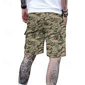 baratos Clássico-Homens Bermuda Cargo Shorts camuflados Calção Shorts de verão Com Cordão Cintura elástica Bolso multi Côr Camuflagem Conforto Vestível Comprimento do joelho Ao ar livre Esporte Diário Moda Casual