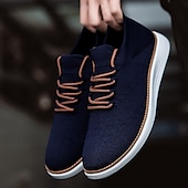 preiswerte Sneaker für Herren-marineblaue Strick-Sneaker für Herren mit Schnürung und gepolsterter Sohle für bequemes Tragen im Alltag