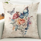 cheap Floral &amp; Plants Style-Rustic Floral Decorative Toss Pillows Cover 1PC Soft Square Couch Cushion Case Pillowcase for Bedroom Livingroom Sofa Chair