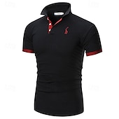 economico Polo classica da uomo-Per uomo Polo Camicia da golf Golf Informale Sport Classico Manica corta Essenziale Color Block Cervo Pulsante frontale Estate Primavera Standard Marrone Scuro Grigio scuro Nero Bianco Giallo Borgogna