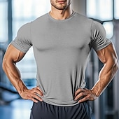 preiswerte Basic-T-Shirts-Herren T Shirt T-Shirt Kurze Ärmel Rundhalsausschnitt Sommer Einfach Mode Basic Sportlich Fitness Basketball Laufen Dunkelgrau Schwarz Weiß Top T-Shirt für Herren
