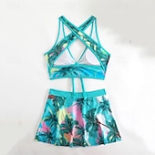 abordables Maillots une pièce et tankinis-Femme Tankini Maillot De Bain Deux Pièces Dos Nu Maillots de Bain Mosaïque Maillots de Bain Noir Jaune Respirable Séchage rapide Poids Léger Sans Manches - Natation Surf Plage Eté Printemps