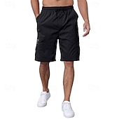cheap Outdoor-Men&#039;s Cargo Shorts Shorts Summer Shorts Drawstring Elastic Waist Multi Pocket Plain Comfort Wearable Knee Length Outdoor Sport Daily Fashion Casual Black Navy Blue