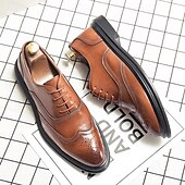 economico Formale-scarpe brogue in similpelle marrone da uomo - calzature formali eleganti e resistenti per lavoro, ufficio ed eventi speciali