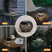 cheap Landscape Lights-1pc Outdoor Solar Iron Rice Grain Hollow-Shaped Landscape Light for Courtyard, Garden, Lawn, Path, Staircase, Interior Decoration