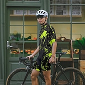 tanie Męskie zestawy odzieżowe-Męskie Koszulka z szortami na rower Krótki rękaw Kolarstwo górskie Kolarstwie szosowym Lato Wiosna Jesień Czarny Biały Pomarańczowy Graffiti Rower Suwak przedni Odvádí pot Wygodny Oddychający Spandeks