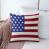 abordables 250º Aniversario-Funda de Almohada Decorativa Vintage de la Bandera Americana 1PC Funda de Cojín Suave Cuadrada para Sofá Cama Sala de Estar Silla 4 de Julio Día de la Independencia