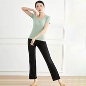 cheap Dance Basic-Activewear Top Pure Color Splicing Women&#039;s Performance Training Short Sleeve High Polyester