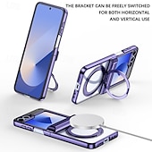 economico Cover Samsung-telefono Custodia Per Samsung Galaxy Capovolgi Z 6 Z Flip 5 Per retro Con supporto A calamita Supporta la ricarica wireless Retrò Placcatura PC