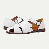 ieftine sandală de rochie-Sandale pentru bărbați din piele artificială maro, cu vârf deschis, cu curea cu cataramă reglabilă, stil casual pentru purtarea de zi cu zi
