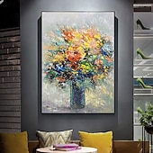 abordables Peintures fleurs/botaniques-Mintura fait à la main abstrait texture fleurs peintures à l&#039;huile sur toile art mural décoration moderne image pour la décoration intérieure roulé sans cadre peinture non étirée
