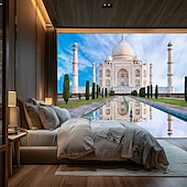 baratos tapeçaria de paisagem-Tapeçaria de Parede do Taj Mahal Paisagem Grande Tapeçaria Mural Decoração Fundo Fotográfico Cobertor Cortina Decoração para Casa Quarto Sala de Estar