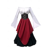 levne oblečení-Retro Středověké Sukně Tričko Ren Faire Zvonové Nahoře nabírané Viking Elfí Dámské Keltské Pirát Fantazie předvečer Všech svatých Karneval Plesová maškaráda Běžné / Denní LARP Dospělé Tričko Sukn