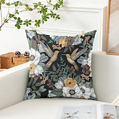baratos estilo floral e plantas-Capa Decorativa de Almofadas de Insetos Florais 1PC Capa de Almofada Quadrada Macia para Sofá do Quarto Sala de Estar Primavera Verão