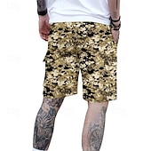 baratos Clássico-Homens Bermuda Cargo Shorts camuflados Calção Shorts de verão Com Cordão Cintura elástica Bolso multi Côr Camuflagem Conforto Vestível Comprimento do joelho Ao ar livre Esporte Diário Moda Casual