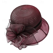 billige Partyhatter-Hodeplagg organza Bøttehatt Bryllup Bursdag Avslappet Aftenselskap cocktail Elegant søt stil Med Blomster Hodeplagg Hodeplagg