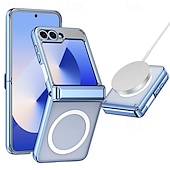 cheap Samsung Cases-Phone Case For Samsung Galaxy Z Flip 7 Z Flip 6 Z Flip 5 Back Cover Magnetic Support Wireless Charging Shockproof Retro Plating PC