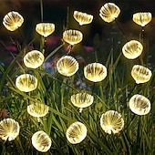 abordables Luces de paisaje-2 piezas de medusas de fibra solar para exteriores, luz enchufable para patio, jardín, césped, camino, boda, festival, ambiente decorativo