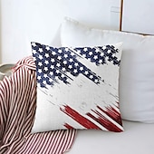 cheap Holiday Cushion Cover-American Flag Vintage Decorative Toss Pillows Cover 1PC Soft Square Couch Cushion Case Pillowcase for Bedroom Livingroom Sofa Chair 4th of July Independence Day