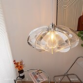 abordables Luces colgantes-Lámpara colgante de 1 luz ovalada con marco de acero inoxidable enrollado con hilo de seda de pez ecléctico moderno para sala de estar 110-240v