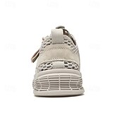 cheap Men&#039;s Sneakers-Men&#039;s Beige Mesh Sneakers with Lace-up &amp; Velcro Strap, Breathable Casual Sports Shoes for Summer