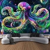 billiga Blacklight tapestries-Svartljus Tapestry Glödar i Mörkret Glöd Fest UV Reaktiv Trippy Dimmig Djur Bläckfisk Hängande Tapestry Väggkonst Mural för Vardagsrum Sovrum