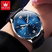 Недорогие Кварцевые часы-Новые бизнес-часы Olevs Brand для мужчин с светящимся календарем отображением недели модными трендами многофункциональными кварцевыми часами водонепроницаемые простые спортивные часы
