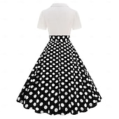 cheap Dresses-1950s Retro Vintage Rockabilly Knee Length Dress Tea Dress Swing Dress Polka dots Fit &amp; Flare Swing Fancy Dress Women's Christmas Carnival New Year Homecoming Daily Wear Bachelorette Party Adults'