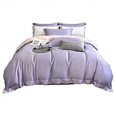 economico Set copripiumino-Set di Biancheria da Letto in Cotone Egiziano Bianco Solido Luxury Soft Brushed con Bordo Scolpito Completo Copripiumino Copripiumino per Regine e King Size con Federe