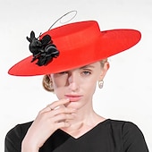 Недорогие Вечеринковые шляпы-шляпы шляпа от солнца из волокна свадебный пляж элегантный свадебный с перьями / меховой цветочный головной убор головной убор