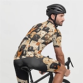 cheap Men&#039;s Clothing Sets-Men&#039;s Cycling Jersey with Shorts Dog Short Sleeve Bike Clothing Suit with 3 Rear Pockets Mountain Bike MTB Road Bike Cycling Front Zipper Sweat wicking Comfortable Breathable Sports Black Yellow Dark