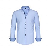 baratos Camisas de botões masculinas-Homens Camisa Social Saia camisa de botão Bloco de cor Diário O negócio Azul Claro Preto Branco Rosa Manga Longa Aberto para a Lateral Todas as Estações Roupa Patchwork
