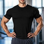 preiswerte Basic-T-Shirts-Herren T Shirt T-Shirt Kurze Ärmel Rundhalsausschnitt Sommer Einfach Mode Basic Sportlich Fitness Basketball Laufen Dunkelgrau Schwarz Weiß Top T-Shirt für Herren