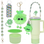 economico Forniture per feste-tazza stanley manico intrecciato a mano tappo di paglia a forma di fiore set rossetto palla di carbone pixie glitter set tazza in silicone