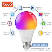 cheap Smart Lights-A19 E27 RGB Smart Light Bulb – Bluetooth &amp; WiFi Color Changing, Dimmable 10W LED Bulb with Music Sync, Works with Tuya APP