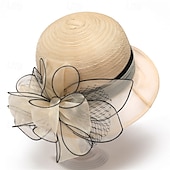 billige Partyhatter-Hodeplagg organza Bøttehatt Bryllup Bursdag Avslappet Aftenselskap cocktail Elegant søt stil Med Blomster Hodeplagg Hodeplagg