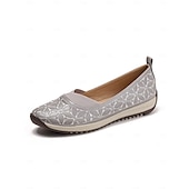 ieftine Pantofi Joși de Damă-pantofi maro cu broderie florală pentru femei – pantofi casual confortabili, cu talpă anti-alunecare, pentru purtarea de zi cu zi