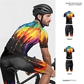 halpa Miesten vaatesarjat-Miesten Pyöräily jersey ja shortsit Lyhythihainen Maastopyöräily Maantiepyöräily Musta Keltainen Punastuvan vaaleanpunainen Kaltevuus Pyörä Spandex Urheilu Kaltevuus Vaatetus