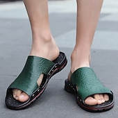 preiswerte Lässige Sandalen-lässige braune Slide-Sandalen für Herren mit Krokoprägung und strapazierfähiger Gummisohle – bequeme Outdoor-Schuhe für Sommer, Strand und Alltag