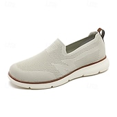 billige Sneakers til herrer-slip-on strikkede joggesko for menn, pustende mesh-overdel med komfortabel passform, uformelle lette sko for hverdags- og utendørsaktiviteter